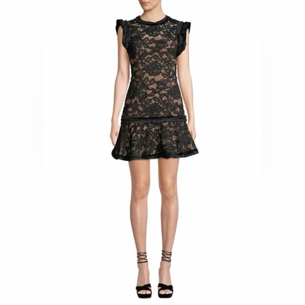 Alexis Raffia Flounce Lace Mini Dress (114)